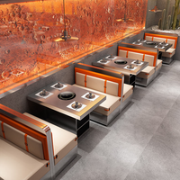 Ensemble de banquettes de restaurant modernes en acier inoxydable robuste, revêtement en cuir PU vert imperméable, écologique, facile à nettoyer, mobilier commercial