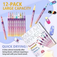 Ensemble de stylos à peinture pour ongles à pointe fine, couleurs vives et durables, multicolores, pour les détails fins, la conception d'ongles, stylo professionnel pour salon de manucure
