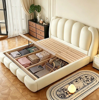 Ensemble de meubles de chambre à coucher de luxe italien, lit king size moderne, lit double en cuir capitonné, grande tête de lit haute, style doux, meubles pour la maison