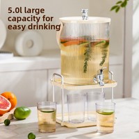 Carafe à eau froide grande capacité écologique avec robinet, distributeur de boissons pour réfrigérateur (jus de fruits, thé), compatible eau bouillante, couvercle moulé par soufflage