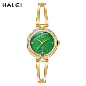 Envío Directo HALEI Reloj de Cuarzo Original Nuevo para Mujer, Brazalete de Acero Inoxidable, Bisel de Zafiro y Diamantes, Elegante Movimiento Japonés - Product Image 3