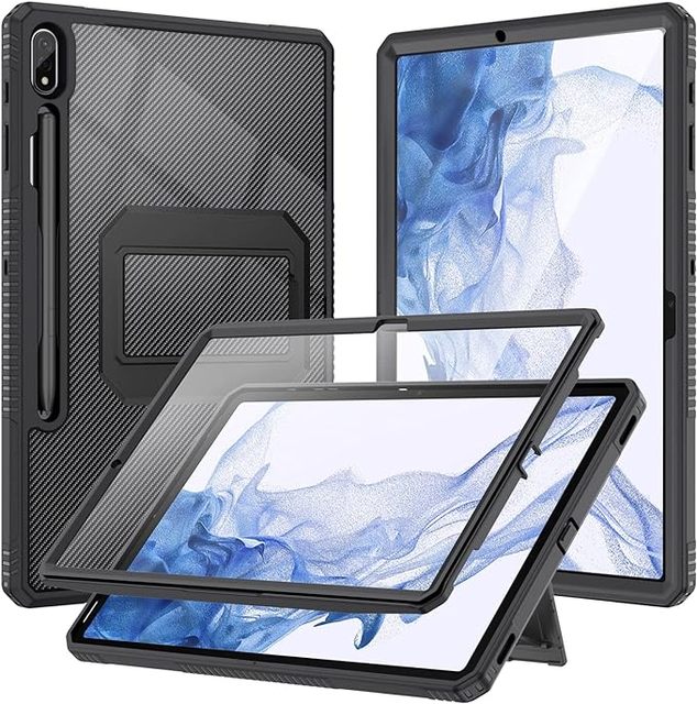 Rugged Full Body Protective Case for Samsung Galaxy Tab S8 Plus/S7 FE/S7+ 12.4 Inch with S Pen Holder&Built-in Screen Protector