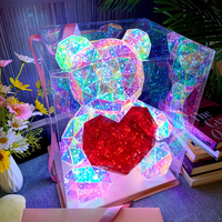 Collier LED en forme de cœur d'ours changeant de couleur haut de gamme à succès pour la Saint-Valentin, nouveau cadeau USB, boîte cadeau, décorations de fête