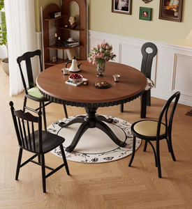 Modern <b>Dining</b> <b>Table</b> <b>Solid</b> <b>Wood</b> Base <b>Round</b> <b>Table</b> Design for Home and Hotel Use - Product Image 1