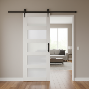 Kit de quincaillerie pour porte coulissante de grange 30x84 pouces, pour panneaux en bois ou verre, style ferme, fonctionnement manuel - Product Image 2