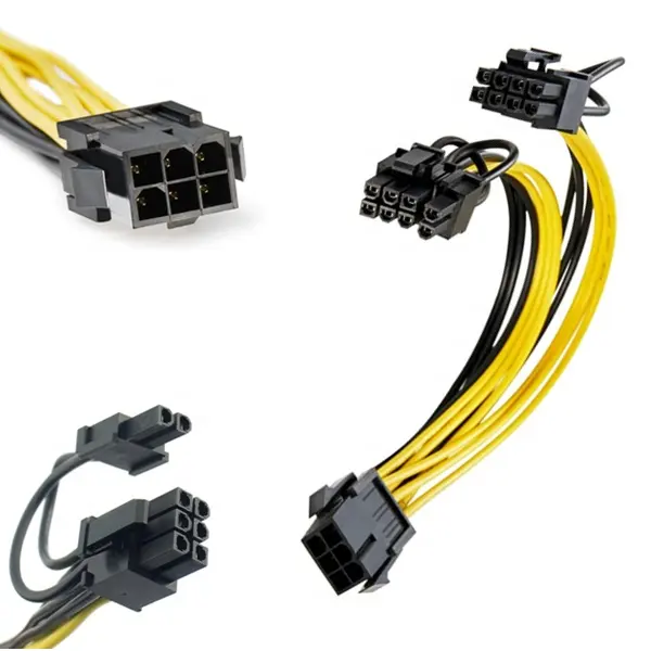 6Pin כדי הכפול 8Pin ( 6Pin + 2Pin) אספקת חשמל כבל גרפיקה וידאו כרטיס PCI-E PCIe ספליטר כבל חשמל