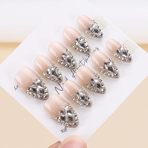 Handmade Wearable Nails Cat <b>Eye</b> Rhinestones Sparkling Stickers 30 Detachable Fake Nail Pieces Custom Finished Product - Product Image 3