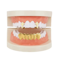Dents de hip-hop à croix unique Grillz Rappeur Dentaire plaqué or Bijoux de dents Grillz