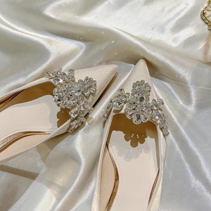 Factory Wholesale 2024 New Bridal Satin Wedding <b>Shoes</b> High Heels for Stiletto Women Genuine Leather Upper Pumps - Product Image 4