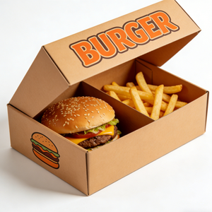 Kişiselleştirilmiş Özel Baskılı Logolu Çevre Dostu Biyobozunur Fast Food Kalitesinde Oluklu Mukavva Ambalaj Hamburger Patates Kızartması Kutusu - Product Image 2