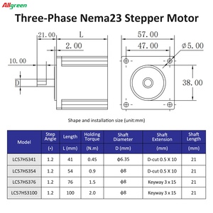 มอเตอร์สเต็ปเปอร์แบบวงเปิด DC24V 5.2/5.6/5.8A แรงบิด 0.45/0.9/1.5/2 นิวตันเมตร 3 เฟส Nema23 สำหรับเครื่องจักรสิ่งทอ - Product Image 4