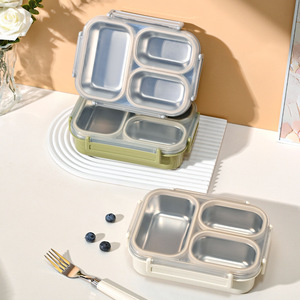 Boîte à lunch simplifiée en acier inoxydable, boîte à lunch isotherme à double couche, personnalisation - Product Image 2