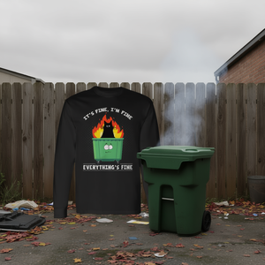 C'est normal, je suis bien, tout va bien, T-shirt à manches longues Cat Dumpster Fire - Product Image 3