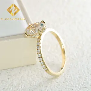 Certified 2.09ct Carat D Color HPHT Lab Diamond Ring Jewelry AU585 14K Lab Grown Diamond Engagement Ring Women