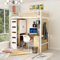 Lit superposé pour adultes avec bureau intégré et bibliothèque intégrée pour dortoirs, étudiants universitaires, design moderne, école