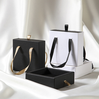 Boîte en carton rigide personnalisée pour bague et collier, boîte coulissante pour bijoux avec ruban et corde à Long manche