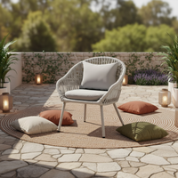 Chaise en corde moderne de haute qualité pour l'extérieur, résistante aux UV, avec structure en aluminium thermolaqué, pour hôtels et villas