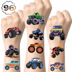 Lindas Pegatinas de Tatuajes de Motocicletas y Camiones de Dibujos Animados, Último Diseño, Pegatinas Temporales Impermeables para el Cuerpo - Product Image 1