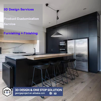 Ensemble de cuisine modulaire russe, comptoir en marbre, armoires en MDF laqué PVC, design de meubles de cuisine modernes
