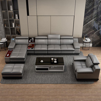 Canapé Modulable d'Angle en Cuir, Design Nouveau, Grand Ensemble Moderne pour Salon