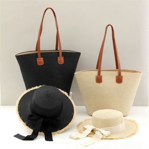 New Straw <b>Hat</b> <b>Bag</b> Set Women's Shoulder <b>Bag</b> Knitting Beach <b>Hat</b> <b>Bag</b> for Women - Product Image 2