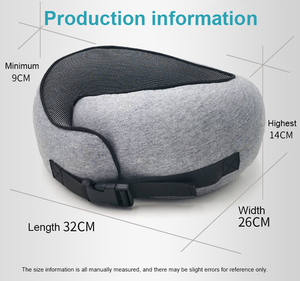 Oreiller de voyage ergonomique en mousse à mémoire de forme à rebond lent pour le cou, idéal pour le bureau, la maison, la voiture, avec bouchons d'oreilles et masque pour les yeux - Product Image 4