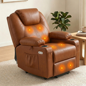 Sillón Reclinable Eléctrico Inteligente de Doble Motor con Masaje, Capacidad de 300 lb, Sofá de Cuero Profesional, Embalaje Optimizado <span class=keywords><strong>para</strong></span> E-commerce - Product Image 1