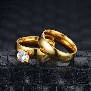 Anillo De Acero Inoxidable Titanium Steel <b>Couple</b> <b>Ring</b> Gold Plated Zirconia Wedding <b>Ring</b> Stainless Steel Inlaid Zircon Lover <b>Ring</b> - Product Image 3