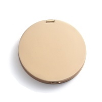 Espejo de Maquillaje Plegable de Metal con Logotipo Personalizado, Redondo, Dorado, con Impresión Serigráfica, de Doble Cara
