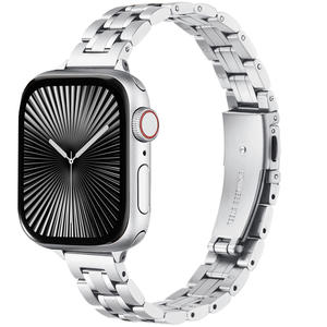 Bracelet en acier inoxydable à cinq maillons pour <span class=keywords><strong>Apple</strong></span> <span class=keywords><strong>Watch</strong></span>, fermoir pliable en métal, couleurs argent, noir, or, or rose - Product Image 6