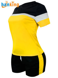 Ehanking T-shirts d'été à manches courtes décontractés avec bloc de couleurs pour femmes, haut et short à cordon de serrage, ensembles de deux pièces, ensembles grande taille - Product Image 4