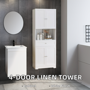 <strong>Bathroom</strong> Furniture OEM <strong>Tall</strong> Large Freestanding <strong>Bathroom</strong> Cabinet with 4-Door Open Compartment Floor <strong>Storage</strong> for <strong>Bathroom</strong> - Product Image 4