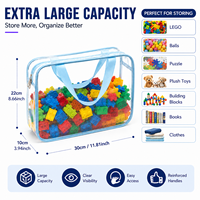 Sac de rangement de jouets à fermeture éclair en maille PVC transparente-Organisateur de puzzle et de blocs de grande capacité, idéal pour le stockage de jouets et de blocs de construction