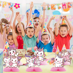 6PCS Unicorn chủ đề Đảng trang trí bảng trung tâm Garland Pompom tổ ong trẻ em sinh nhật Nguồn cung cấp bên bé tắm - Product Image 3