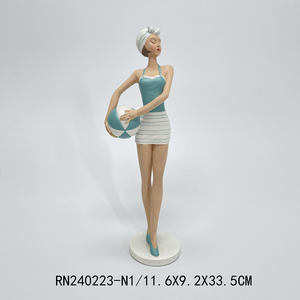 レジンビーチ女性女性女の子置物入浴美立っている像女性バーレスクヌーボースタイルNostalgique - Product Image 2