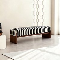 Bancs modernes en bois massif, banc de chambre, banc de salon, tabouret et ottoman pour la maison, banc d'entrée avec rangement pour chaussures en tissu