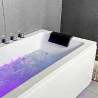 Bain à remous autoportant moderne en acrylique de 1.8m avec égouttoir à débordement, bain de massage pour hôtels et salle de bain privée