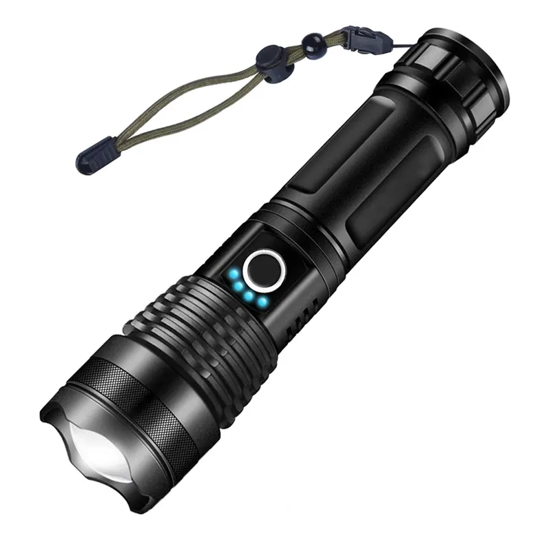 निविड़ अंधकार 3000 उच्च Lumens यूएसबी रिचार्जेबल सामरिक Flashlights XHP50 टॉर्च सबसे शक्तिशाली पोर्टेबल एलईडी टॉर्च आउटडोर