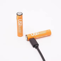 Baterai lithium isi ulang AAA 1.5V, 2 buah per set, dengan port pengisian daya USB Tipe C dan kabel USB termasuk.