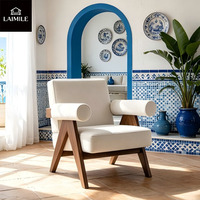 Fauteuil lounge moderne rembourré avec pieds en bois en forme de A, chaise d'appoint confortable et rembourrée pour appartement, réception, mobilier contractuel