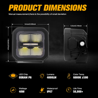 Nouvelle lampe de travail LED P8 40W jaune + DRL IP68 3 pouces, éclairage externe pour porte-bagages, feux antibrouillard et calandre