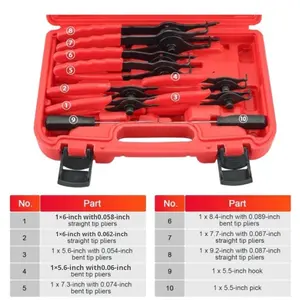 Set tang cincin jepit dan klip baja karbon tinggi 11-potong eksklusif lintas batas untuk alat perbaikan perangkat keras otomatis - Product Image 2
