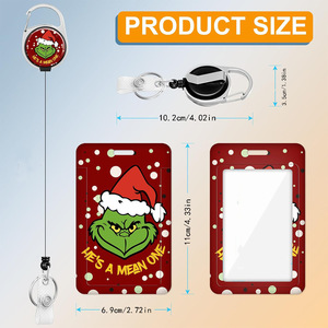 Cross-border foreign trade green monster Christmas hat easy-pull <b>buckle</b> retractable badge scroll Merry Christmas vertical card - Product Image 4