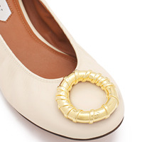Nouvelle mode ballerines pliables avec boucle en cuir beige chaussures de danse ballerines pour femmes