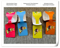 Étiquettes volantes jetables imperméables en stock, en papier synthétique, faciles à inscrire, pour l'enregistrement des bagages et la marquage des objets