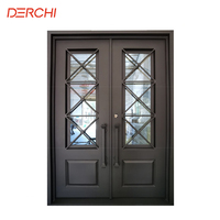 Porte d'entrée en fer de luxe DERCHI, design moderne, intérieur moderne, portes doubles d'entrée extérieure, portes en fer forgé pour maisons