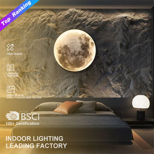 אמנות מודרנית עיצוב תאורה עיצוב חדר שינה 3D עגול הוביל עגול ירח קיר מנורת עיצוב הבית led אור - Product Image 1