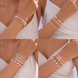 Fashion Handmade Shell Pearl <b>Beaded</b> <b>Bracelets</b> 18k Gold Plated Copper Charm Jewelry <b>Bracelets</b> Sets <b>for</b> Women - Product Image 2