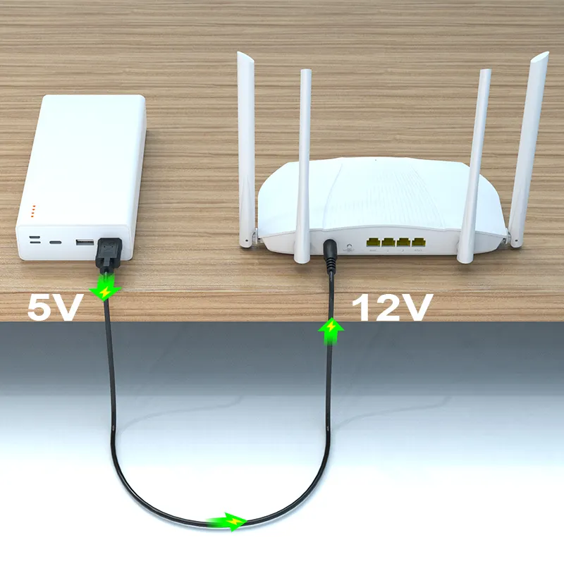 Ligne d'alimentation USB convertisseur USB 5V à DC 9V 12V Volt sortie câble élévateur pour routeur wifi