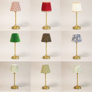 Vàng đồng dẫn Đèn bàn có thể sạc lại với thay thế vải Chụp đèn và E14 Bóng Đèn Pin hoạt động trang trí ánh sáng - Product Image 1